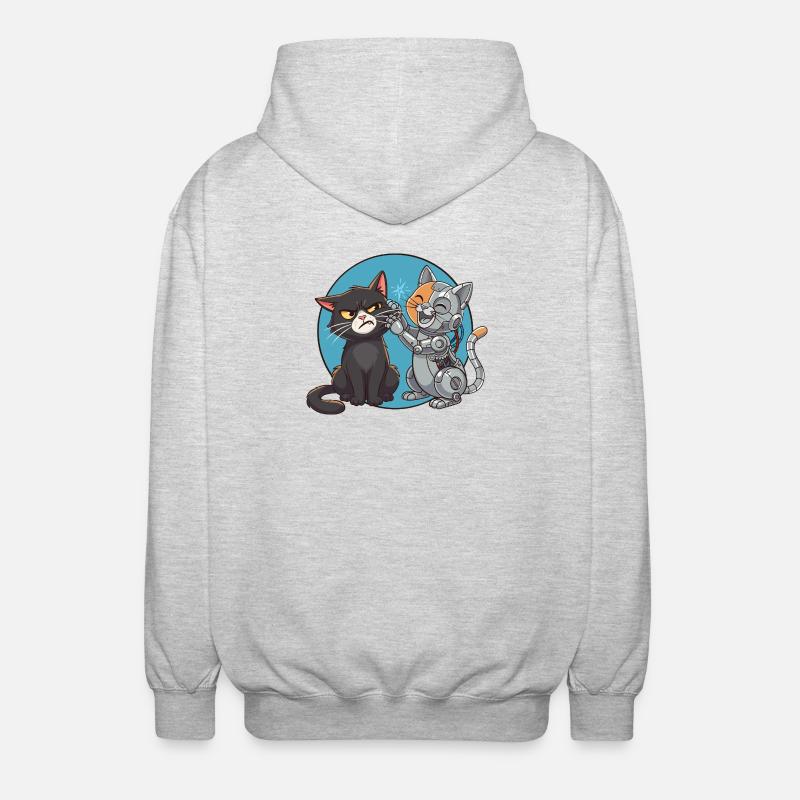 Chat und Roboter - Unisex Kapuzenjacke - Hellgrau meliert