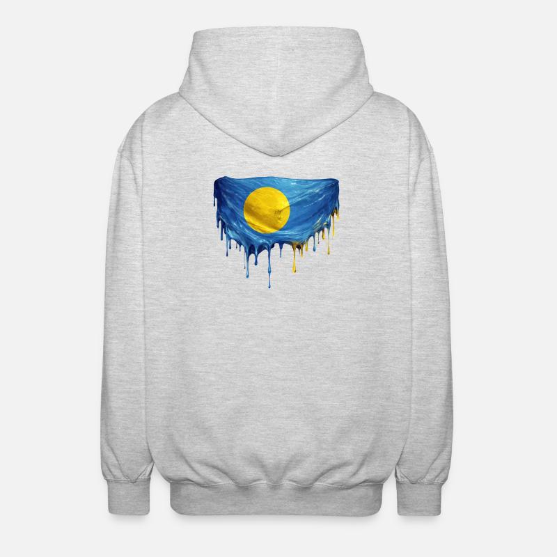 Drapeau Dégoulinant de Palaos - Veste à capuche unisexe - gris clair chiné