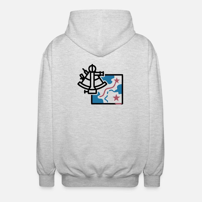 Sextant Navigation Karte Vektor - Unisex Kapuzenjacke - Hellgrau meliert