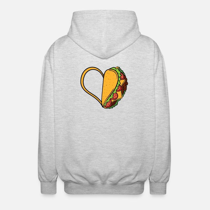 Amour au cœur de taco - Veste à capuche unisexe - gris clair chiné