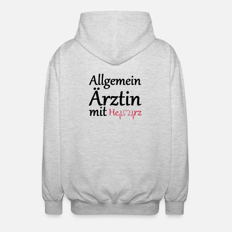 Allgemeinärztin mit Herz Geschenk - Unisex Kapuzenjacke - Hellgrau meliert