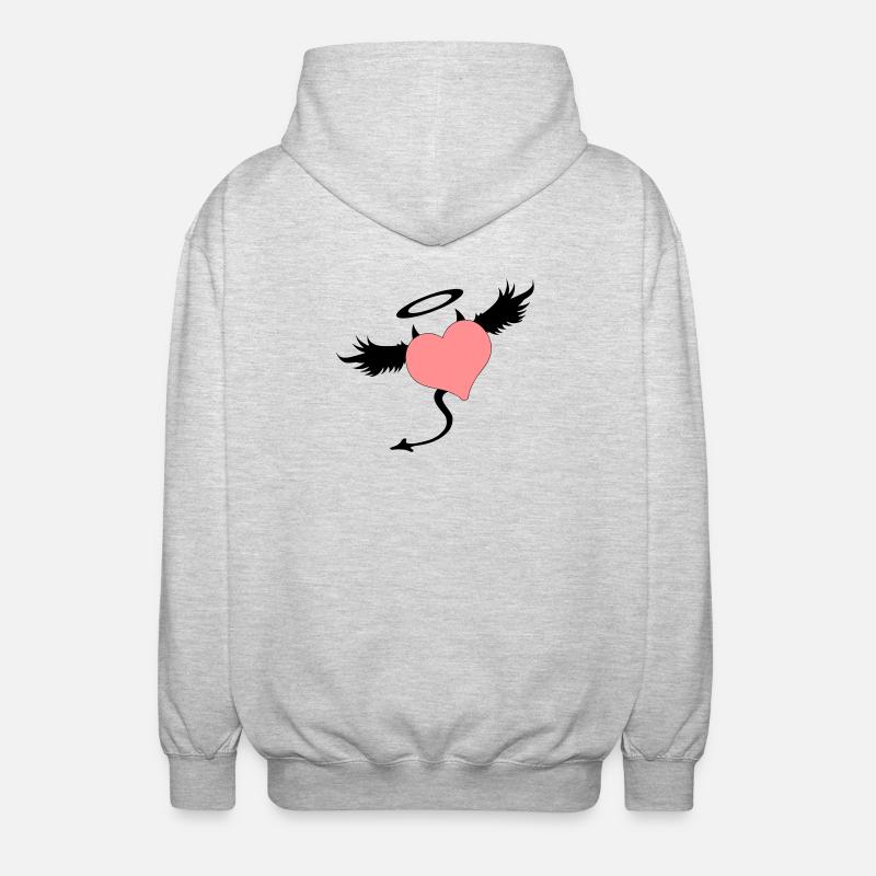 angel devil symbol - Unisex Hooded Jacket - light heather grey