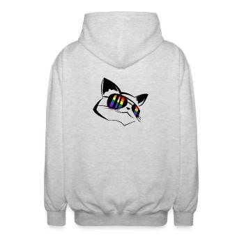 Pride Chat LGBT - Veste à capuche unisexe - gris clair chiné - Dos - AI Model Male 185 light (185cm)