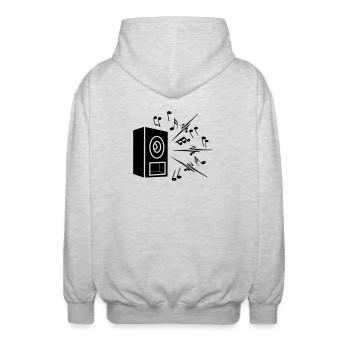 Boîte à musique avec beaucoup de musique forte - Veste à capuche unisexe - gris clair chiné - Dos - AI Model Male 185 light (185cm)