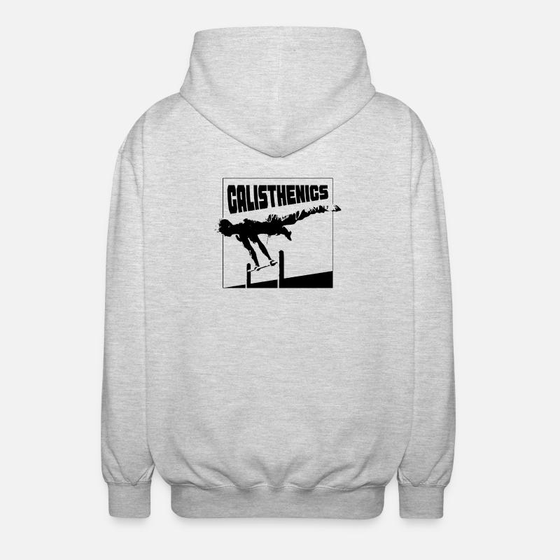Calisthenics Planche Pose Silhouette - Unisex Hooded Jacket - light heather grey