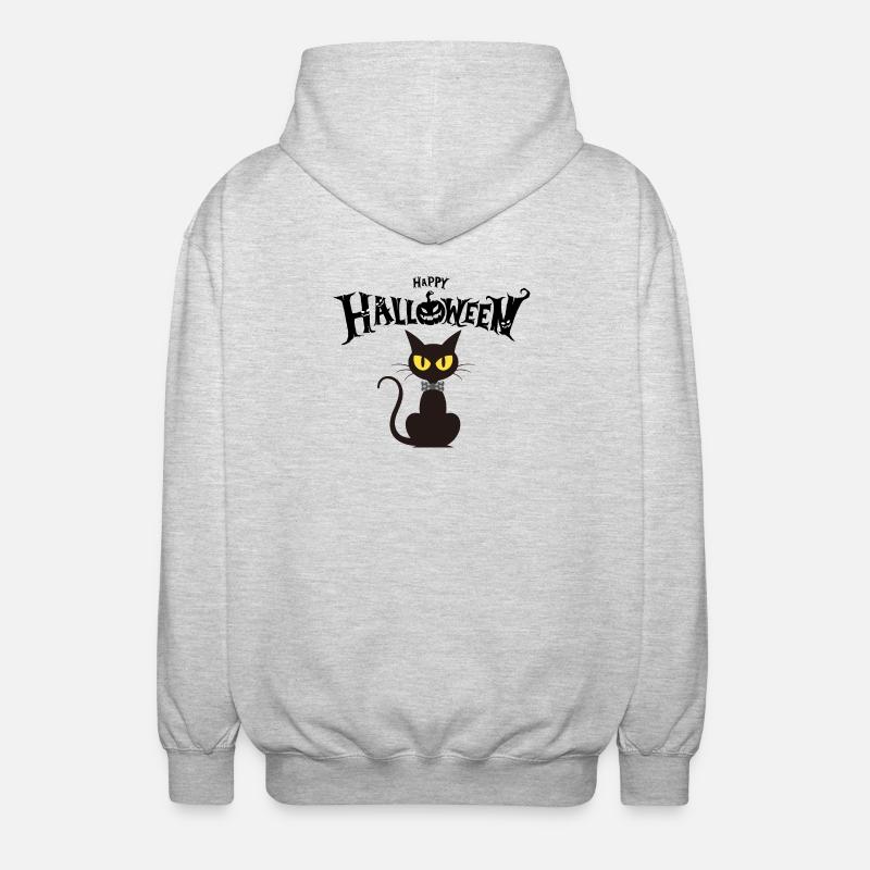 Black Cat Chic Fliege - Unisex Kapuzenjacke - Hellgrau meliert