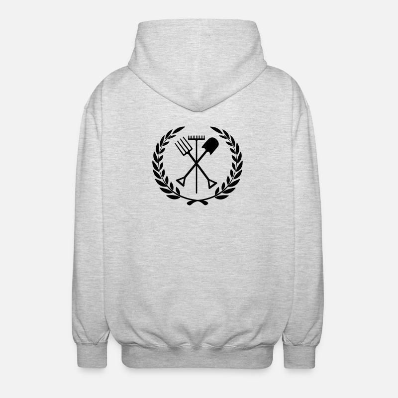 Gartengeräte Rechen, Schaufel, Mistgabel - Unisex Kapuzenjacke - Hellgrau meliert