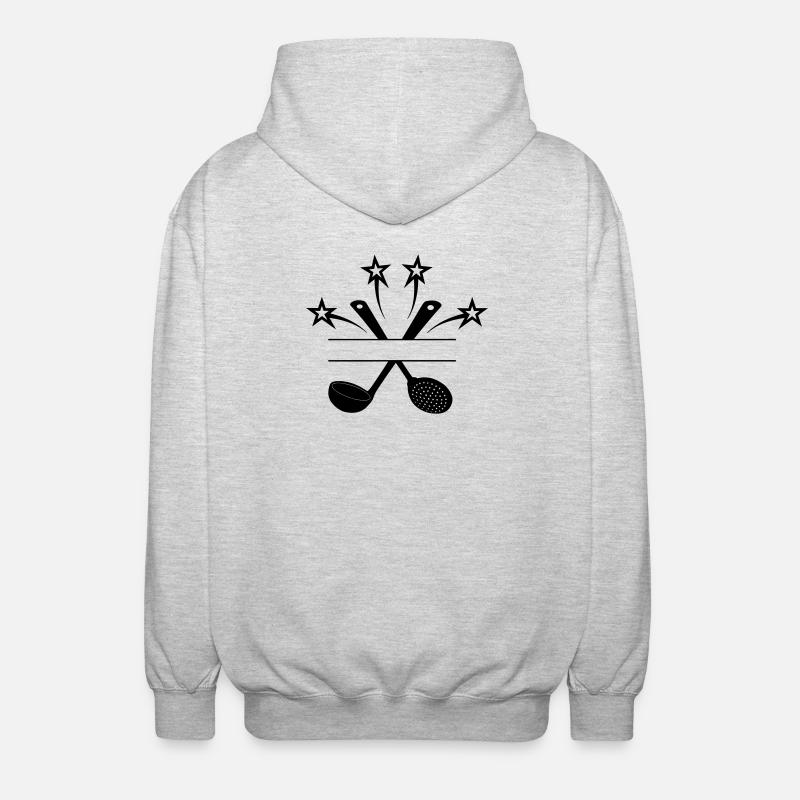 Schaumlöffel und Suppenlöffel 4 Sterne - Unisex Kapuzenjacke - Hellgrau meliert