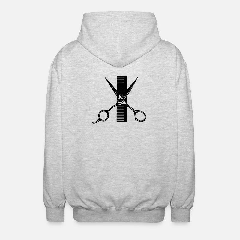 Ciseaux croisés avec peigne - Veste à capuche unisexe - gris clair chiné