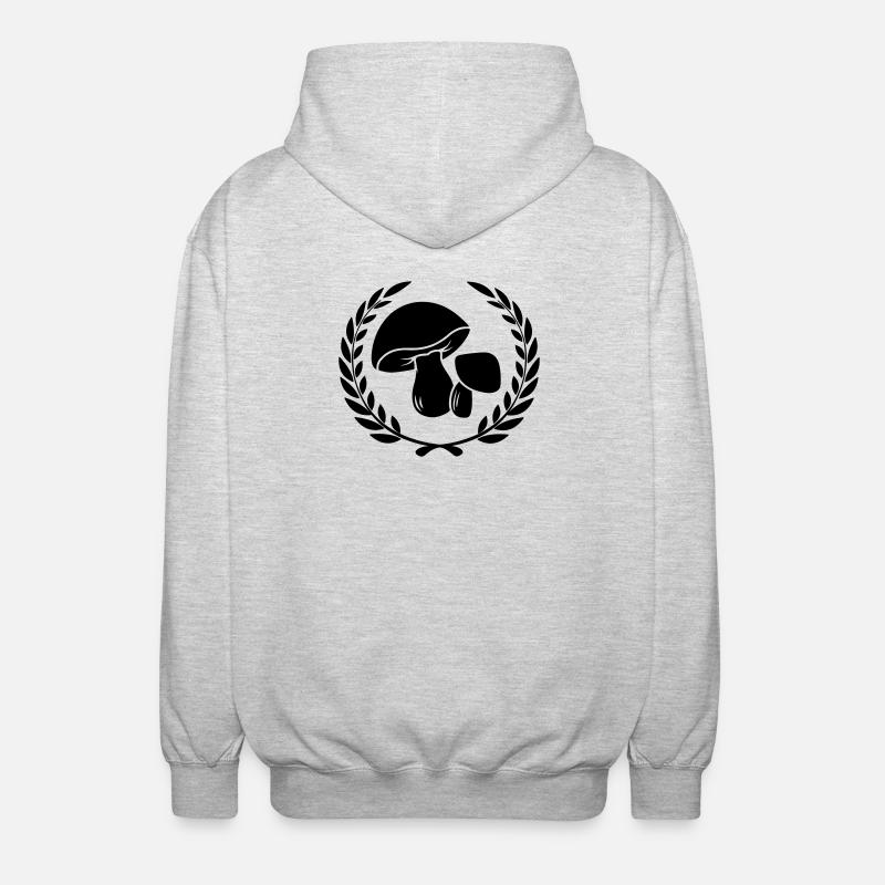 Champignons dans une couronne de laurier - Veste à capuche unisexe - gris clair chiné