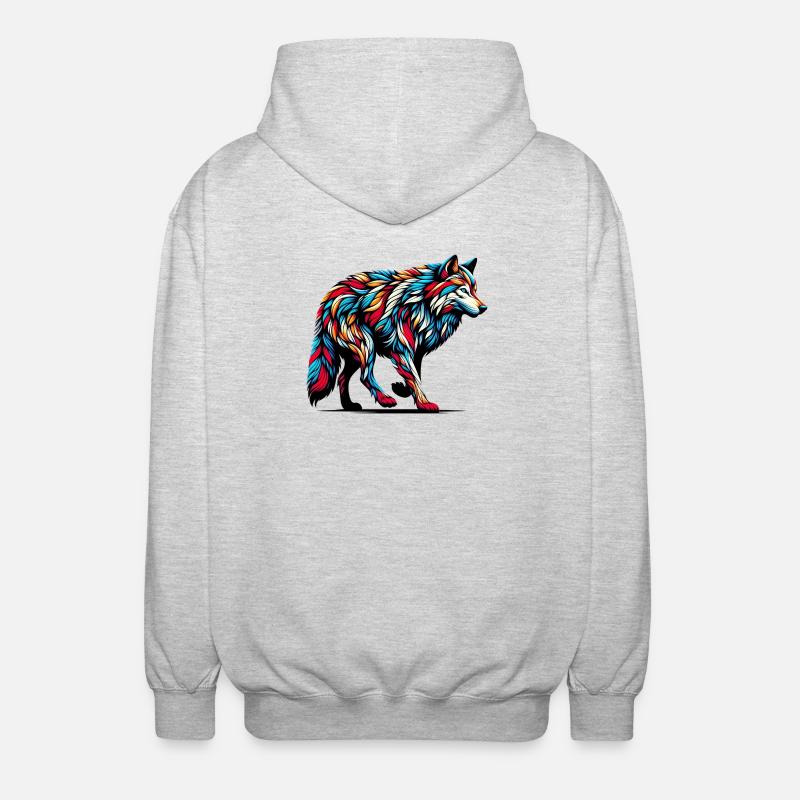 Wolf - Unisex Hooded Jacket - light heather grey