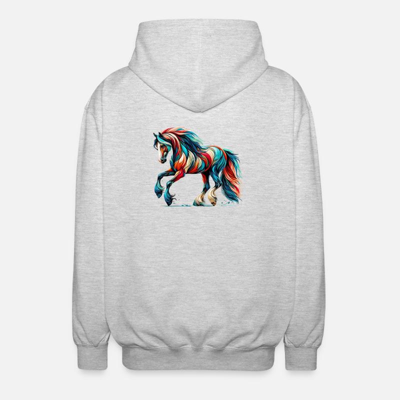 Pferd - Unisex Kapuzenjacke - Hellgrau meliert