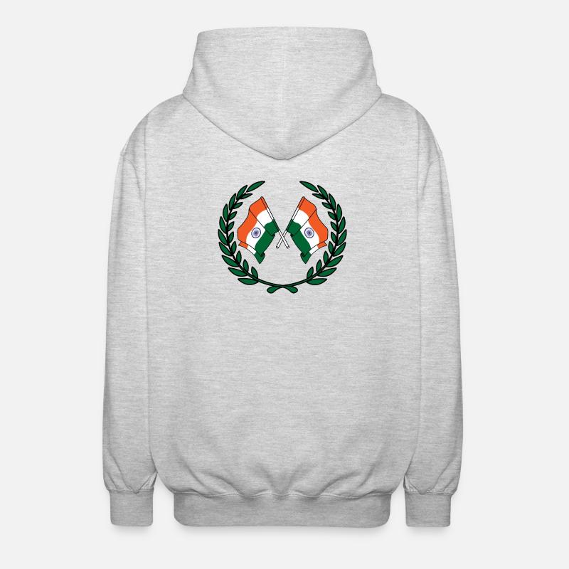 Drapeaux Inde en couronne de laurier - Veste à capuche unisexe - gris clair chiné