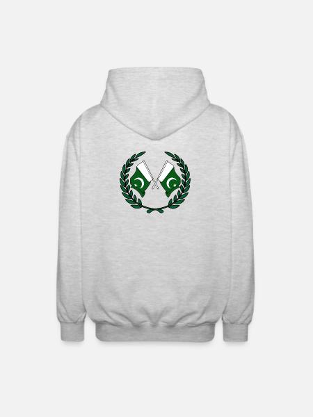 Flags Pakistan in laurel wreath - Unisex Hooded Jacket - light heather grey