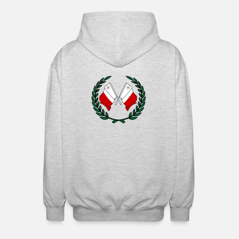 Drapeaux Malte en couronne de laurier - Veste à capuche unisexe - gris clair chiné