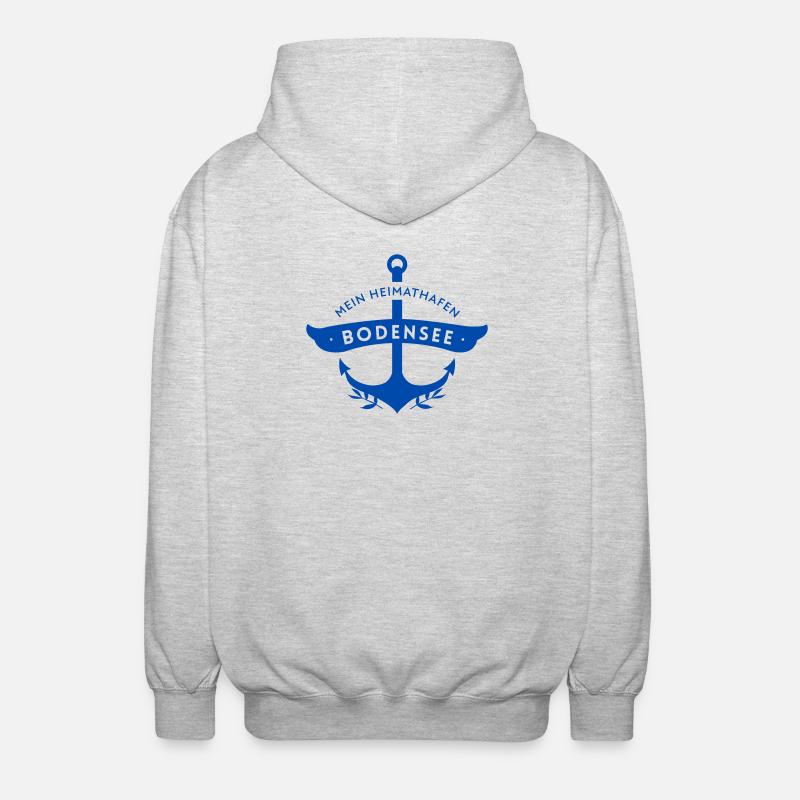 Mein Heimathafen Bodensee mit Anker - Unisex Kapuzenjacke - Hellgrau meliert