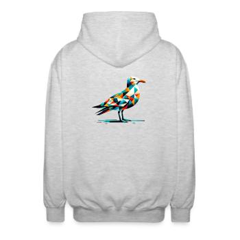 Möwe - Unisex Kapuzenjacke - Hellgrau meliert - Hinten - AI Model Male 185 light (185cm)