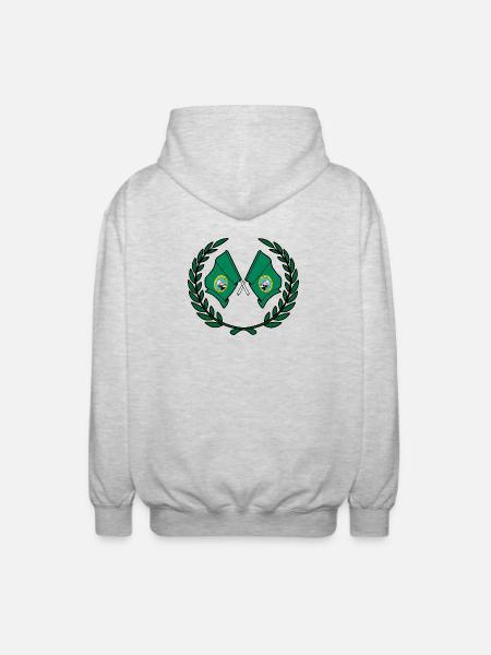 USA Washington flags in laurel wreath - Unisex Hooded Jacket - light heather grey