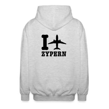 Cyprus Holidays - Unisex Hooded Jacket - light heather grey - Back - AI Model Male 185 light (185cm)