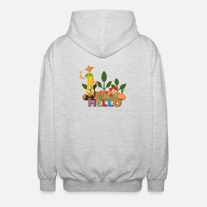 Bonjour jardinier – jardinier et fleurs. - Veste à capuche unisexe - gris clair chiné