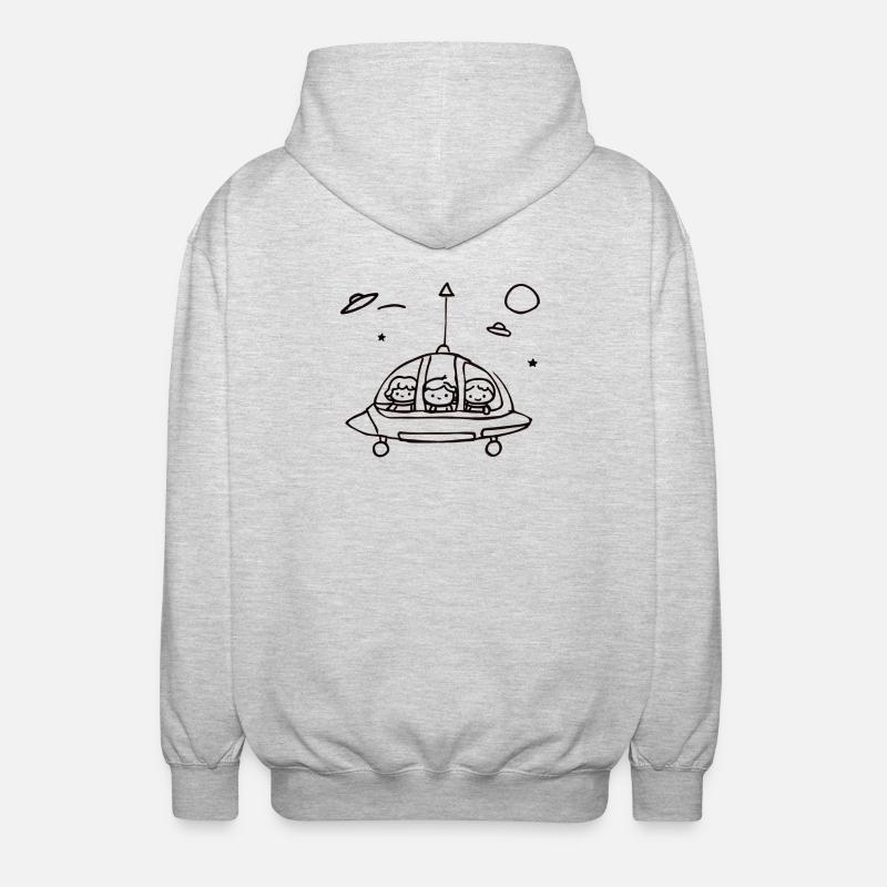 Petit équipage d’OVNI dans l’espace - Veste à capuche unisexe - gris clair chiné