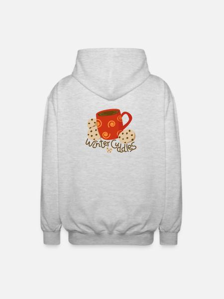 Cup of hot chocolate with cookies - Unisex Hooded Jacket - light heather grey