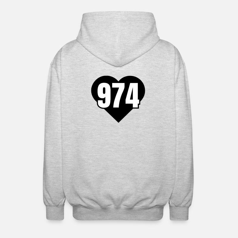 Chiffre 974 en noir et blanc - Veste à capuche unisexe - gris clair chiné