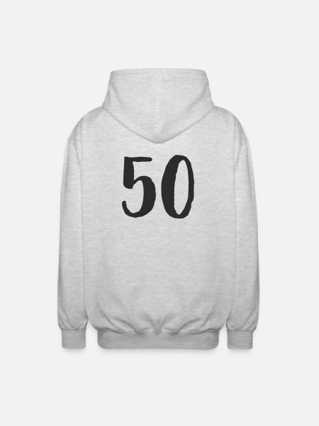 50e anniversaire Numéro Numéro Cadeau - Veste à capuche unisexe - gris clair chiné