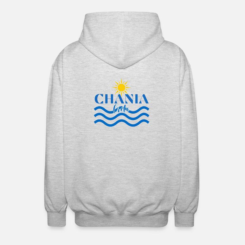 La Canée Crète Soleil et vagues - Veste à capuche unisexe - gris clair chiné