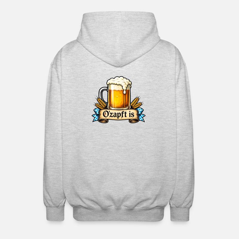 O'zapft is – Bayerischer Spruch - Unisex Kapuzenjacke - Hellgrau meliert