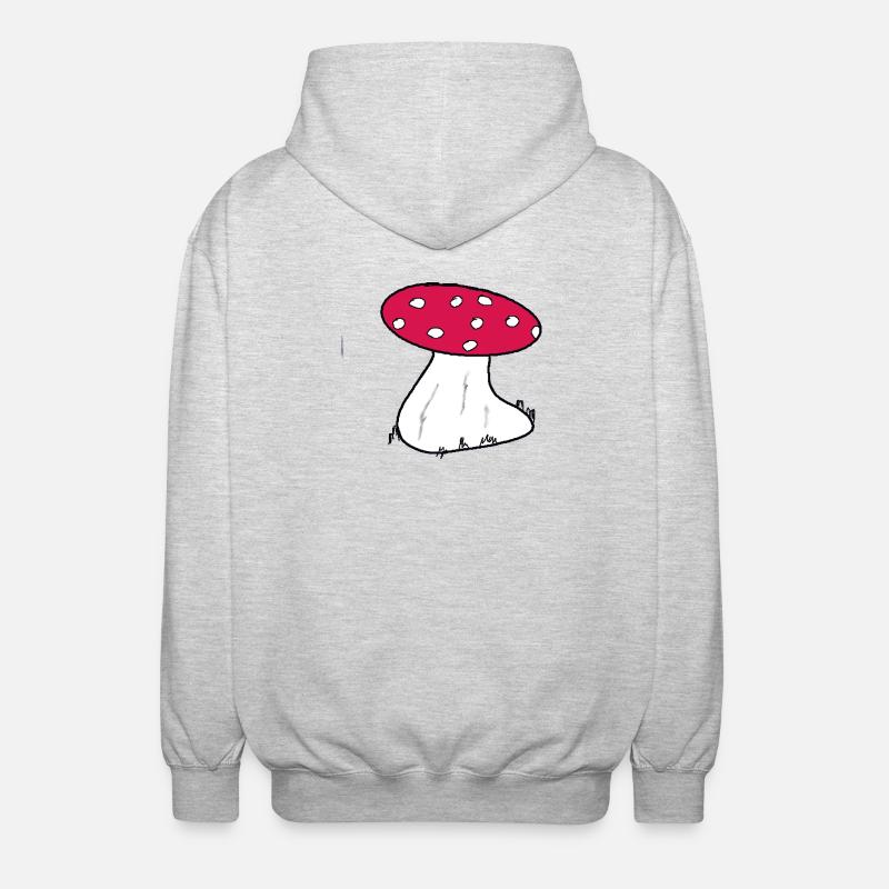Red Toadstool Cartoon Pattern - Unisex Hooded Jacket - light heather grey