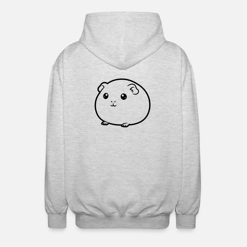 Dickes Meerschweinchen Comic Kontur - Unisex Kapuzenjacke - Hellgrau meliert