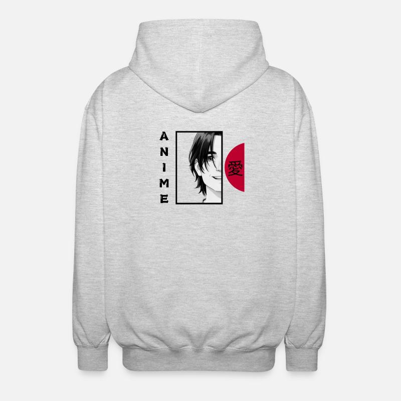 Anime Lover BLACK - Unisex Hooded Jacket - light heather grey