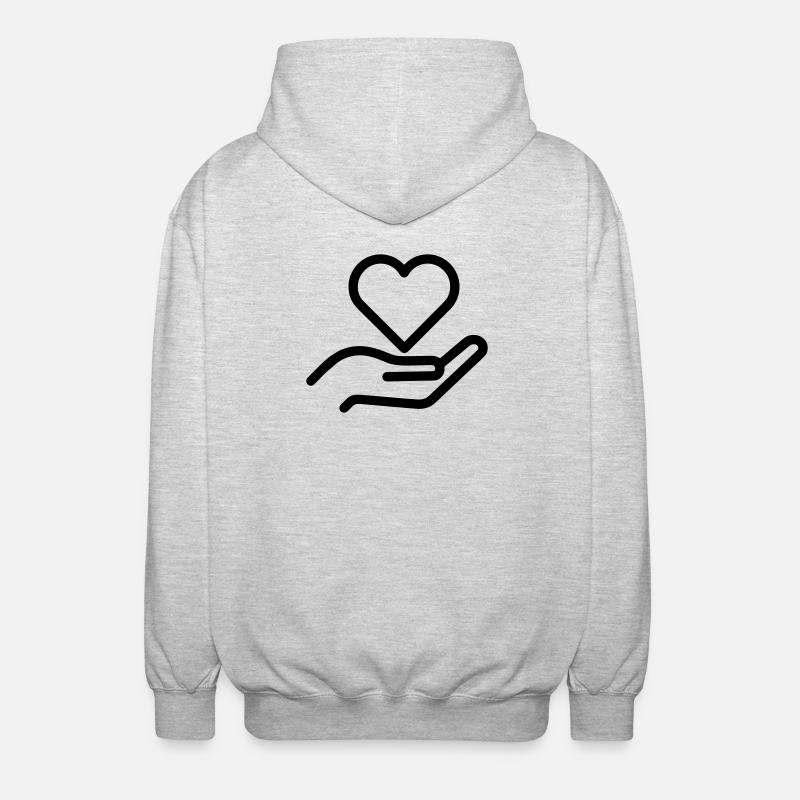 Main coeur - Veste à capuche unisexe - gris clair chiné