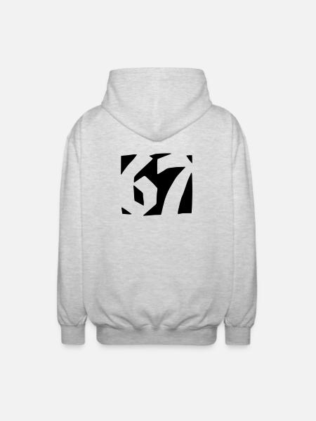 67 Minimal Streetwear Trend Design - Unisex Hooded Jacket - light heather grey