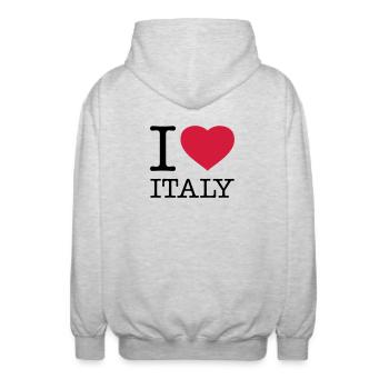 I LOVE ITALY Italien - Unisex Kapuzenjacke - Hellgrau meliert - Hinten - AI Model Male 185 light (185cm)