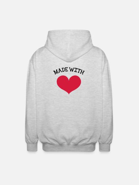 made with love - Unisex Hooded Jacket - light heather grey