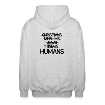 humans - Unisex Hooded Jacket - light heather grey - Back - AI Model Male 185 light (185cm)