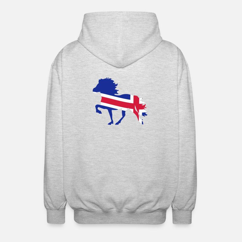 Islandpferd Flagge - Unisex Kapuzenjacke - Hellgrau meliert