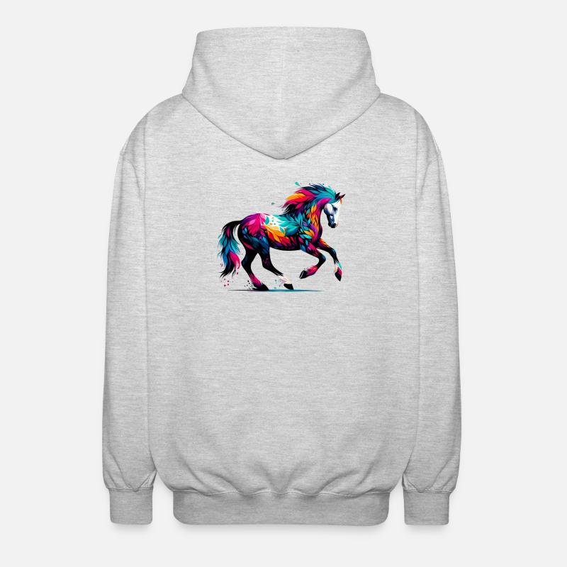 Pferd - Unisex Kapuzenjacke - Hellgrau meliert
