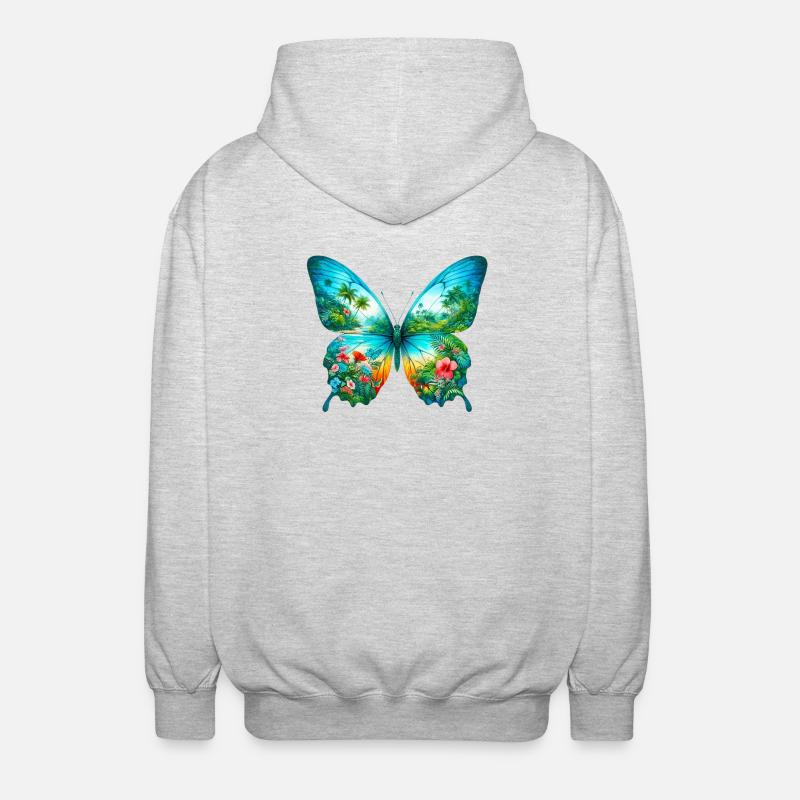 Papillon - Veste à capuche unisexe - gris clair chiné