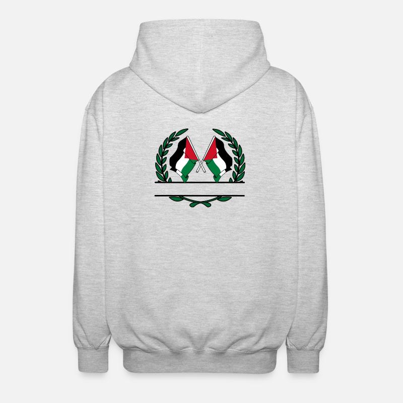 Fahnen mit palästinensischem Lorbeerkranz - Unisex Kapuzenjacke - Hellgrau meliert