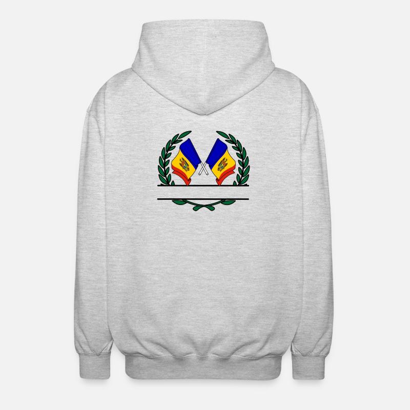Drapeaux Moldavie couronne de laurier bannière - Veste à capuche unisexe - gris clair chiné
