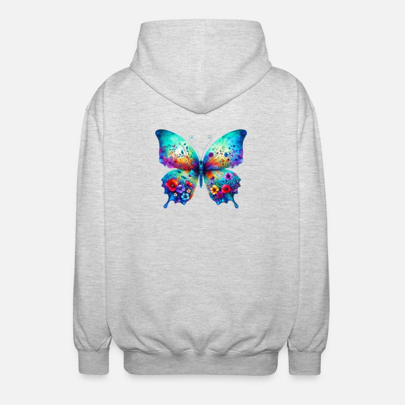 Papillon - Veste à capuche unisexe - gris clair chiné