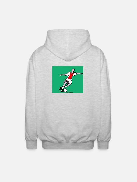 Vibrant Soccer Sprint: Red Jersey Player - Unisex Hooded Jacket - light heather grey
