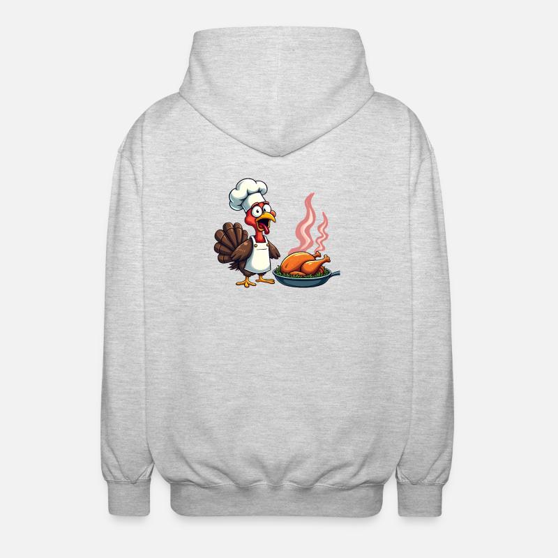 Cuisinier de dinde de Thanksgiving - Veste à capuche unisexe - gris clair chiné