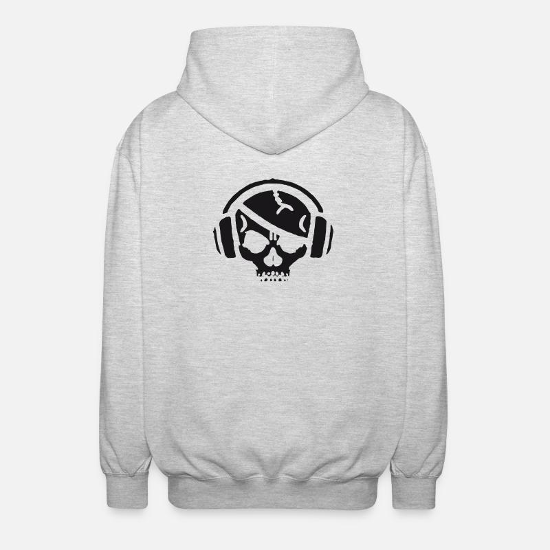 Schädel mit Kopfhörer - Unisex Kapuzenjacke - Hellgrau meliert