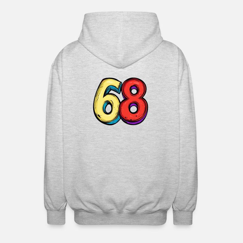 68 nummer färgglada - Luvjacka unisex - ljusgråmelerad