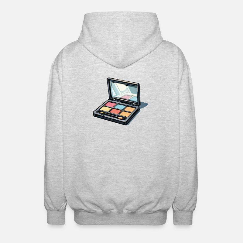 Farbenpalette Kunst: Makeup-Illustration - Unisex Kapuzenjacke - Hellgrau meliert