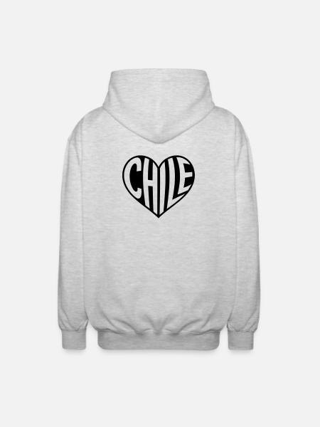 Chile Heart Typography - Unisex Hooded Jacket - light heather grey